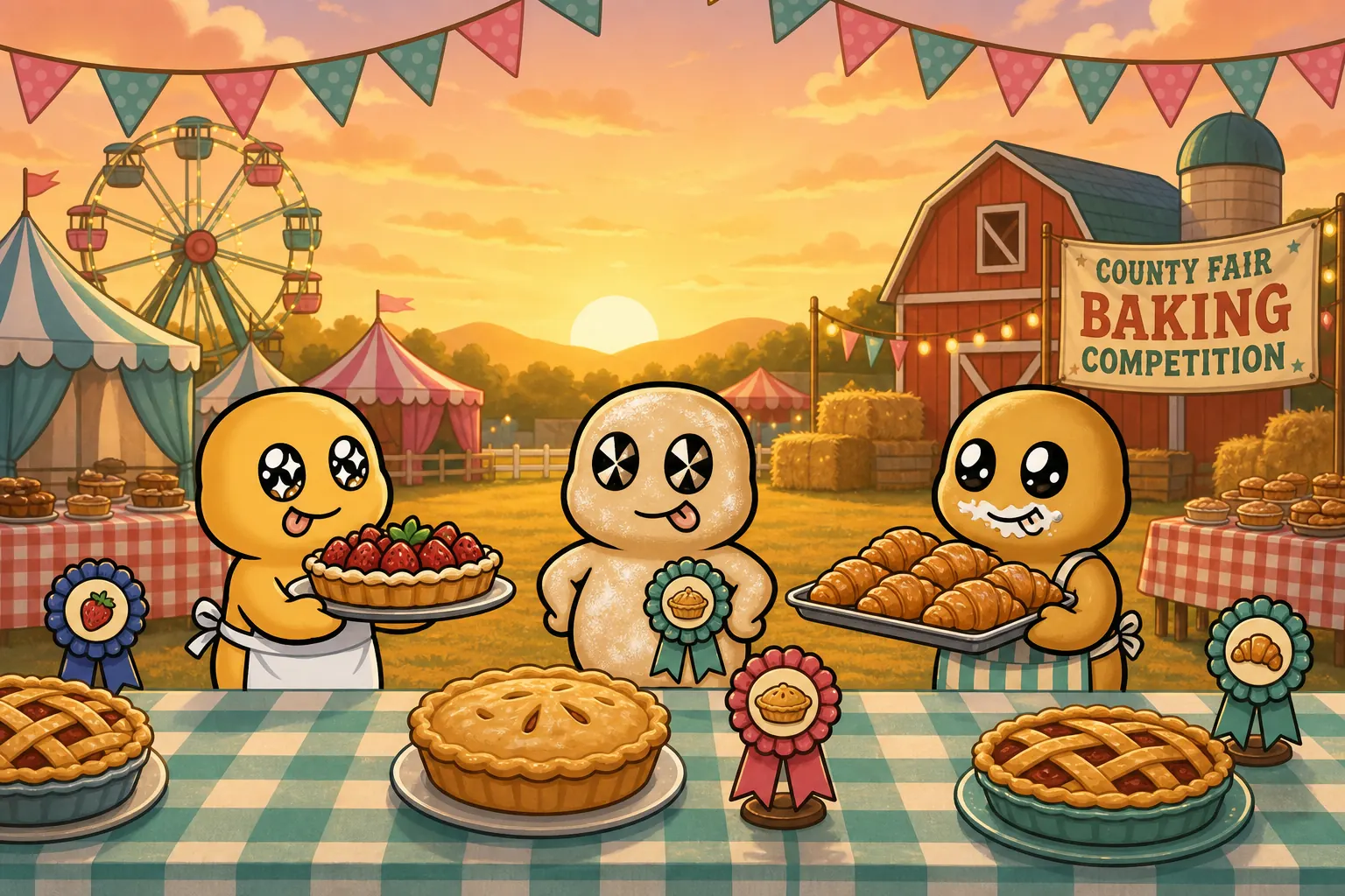 The Doughies Bake-Off stage, a spotlit retro diner stage dressed for the weekly contest